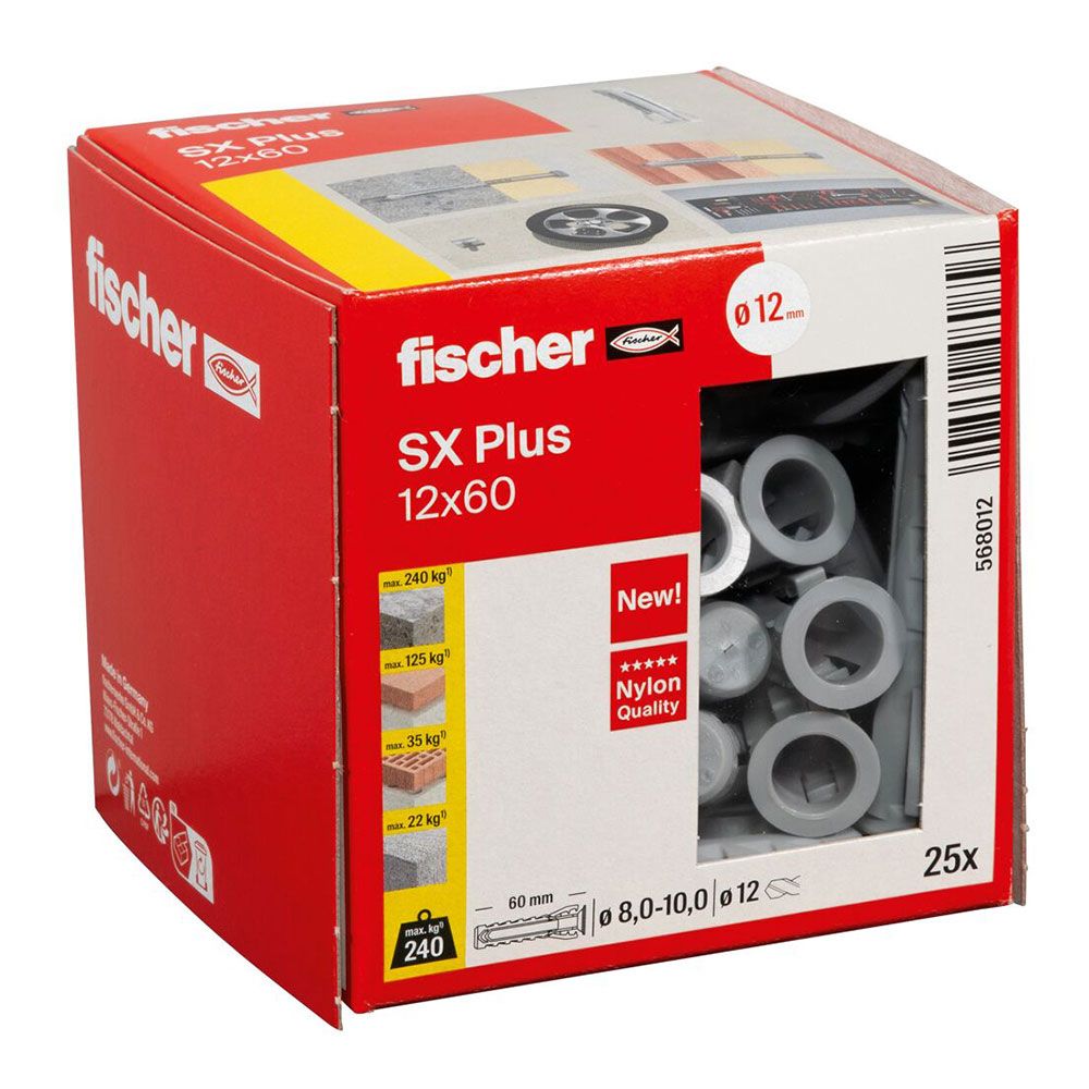 Taco sx plus ø12 x 60 mm, caja 25 uds