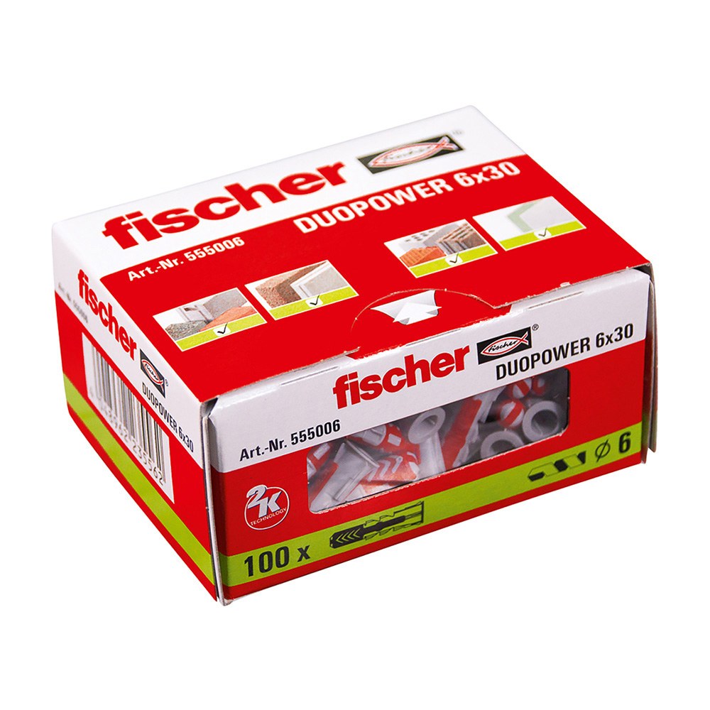 Taco duopower ø6 x 30 mm, caja 100 uds