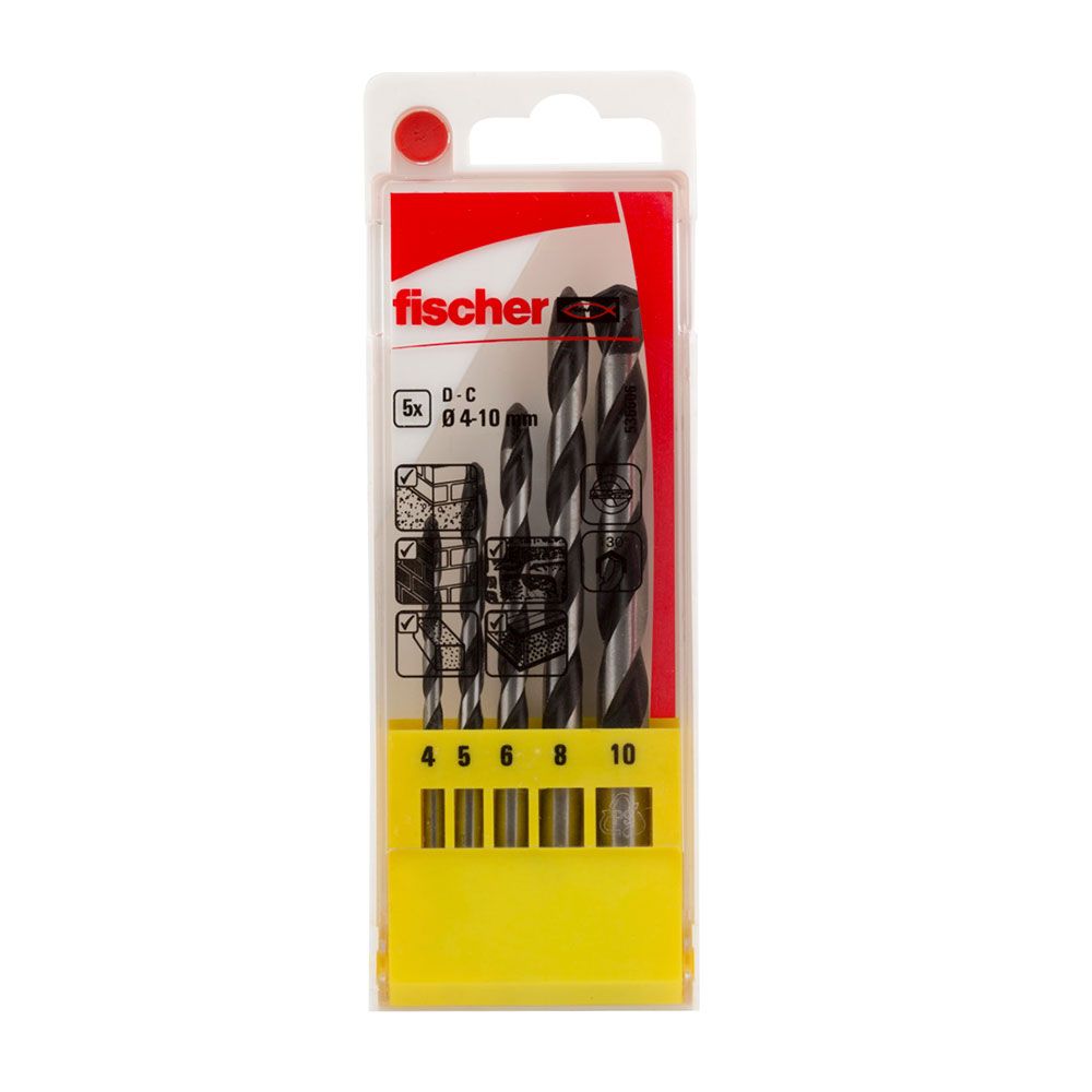 Brocas percusión, juego 5 piezas e ø4,00 / 5,00 / 6,00 / 8,00 / 10,00 mm
