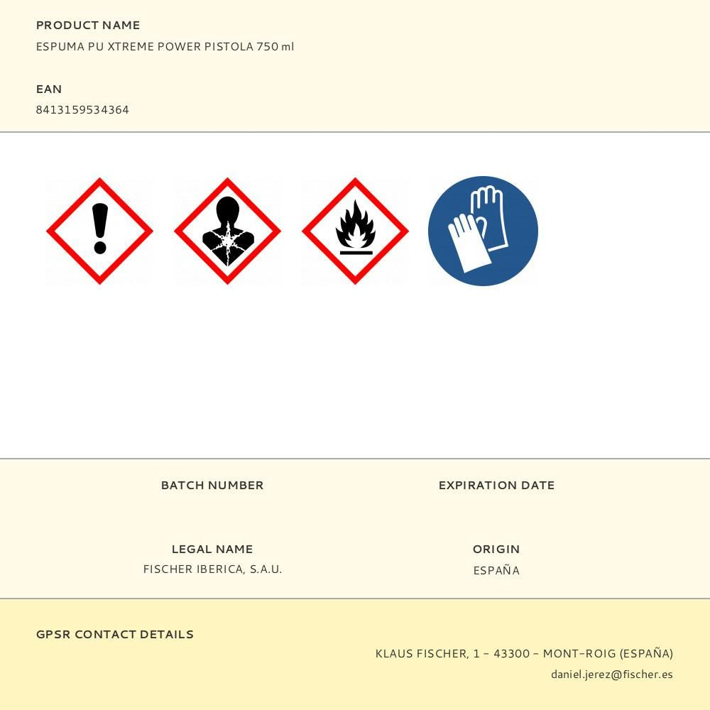 Espuma pu xtreme power pistola 750 ml