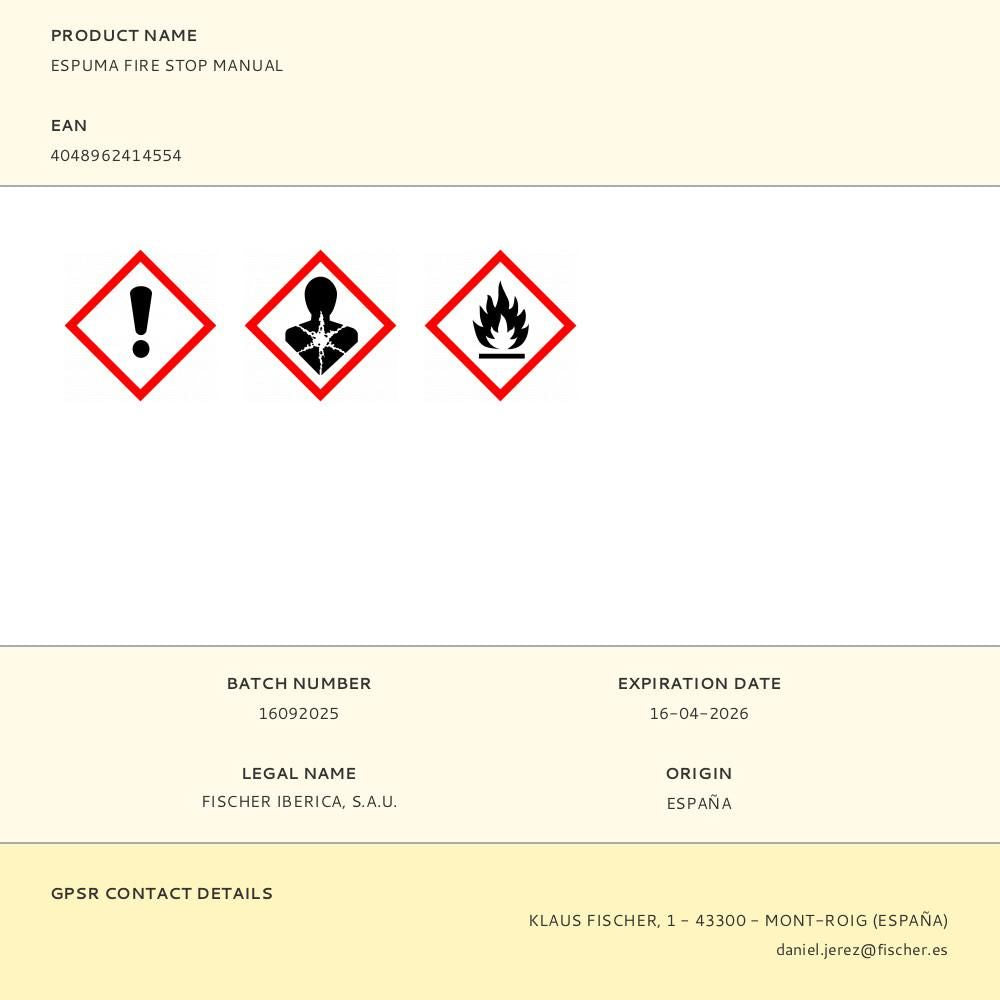 Espuma fire stop manual