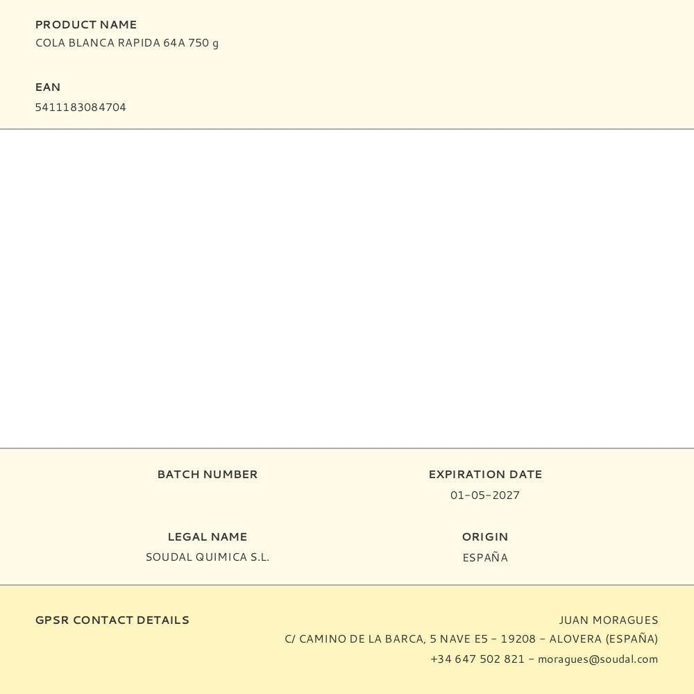 Cola blanca rapida 64a 750 g