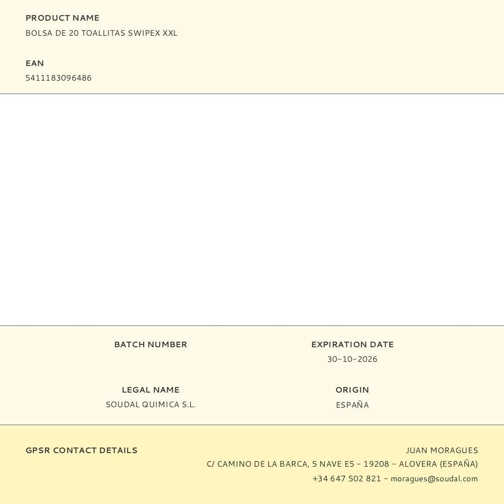 Bolsa de 20 toallitas swipex xxl