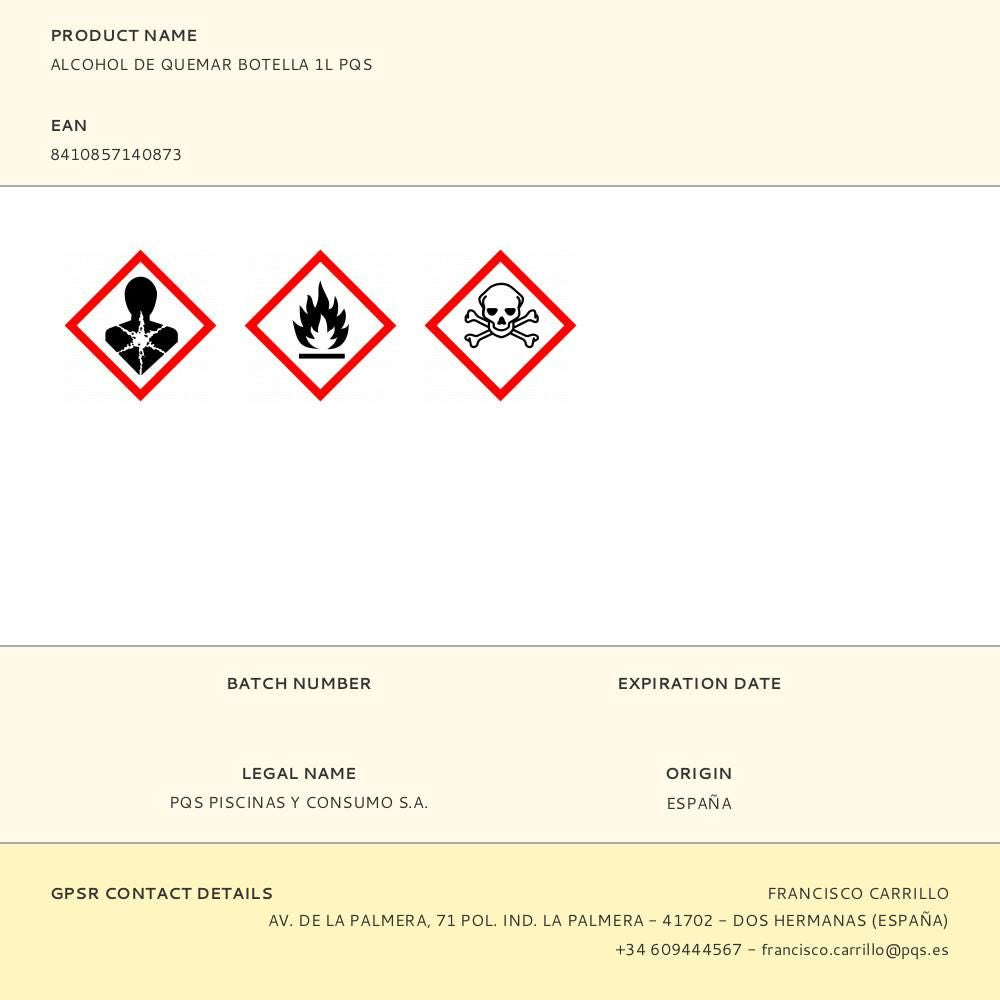 Alcohol de quemar botella 1l pqs