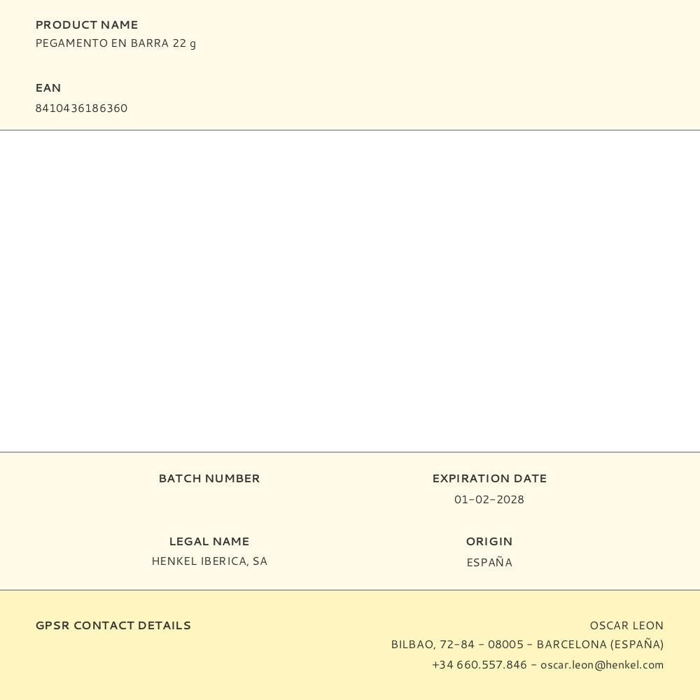 Pegamento en barra 22 g