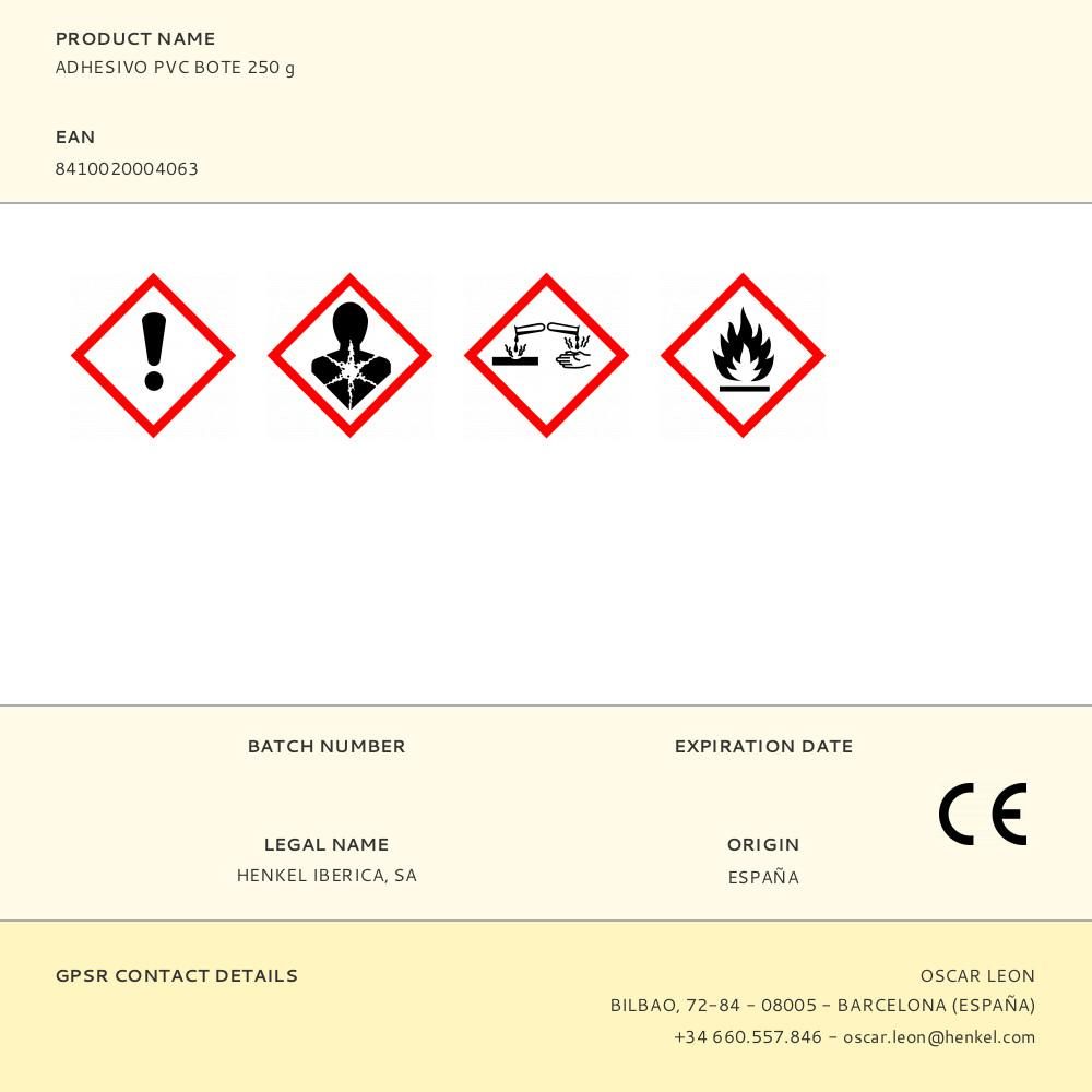 Adhesivo pvc bote 250 g
