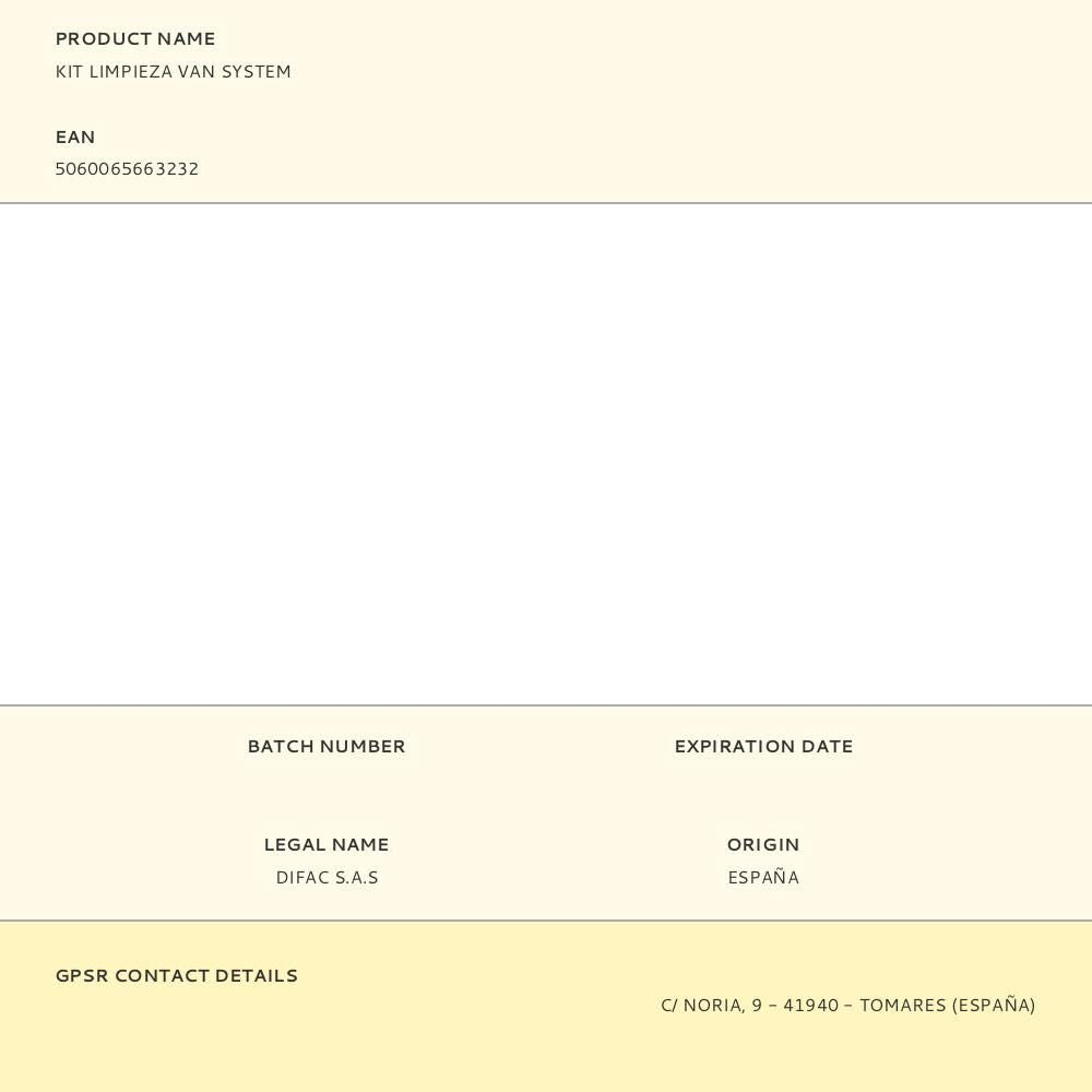 Kit limpieza van system