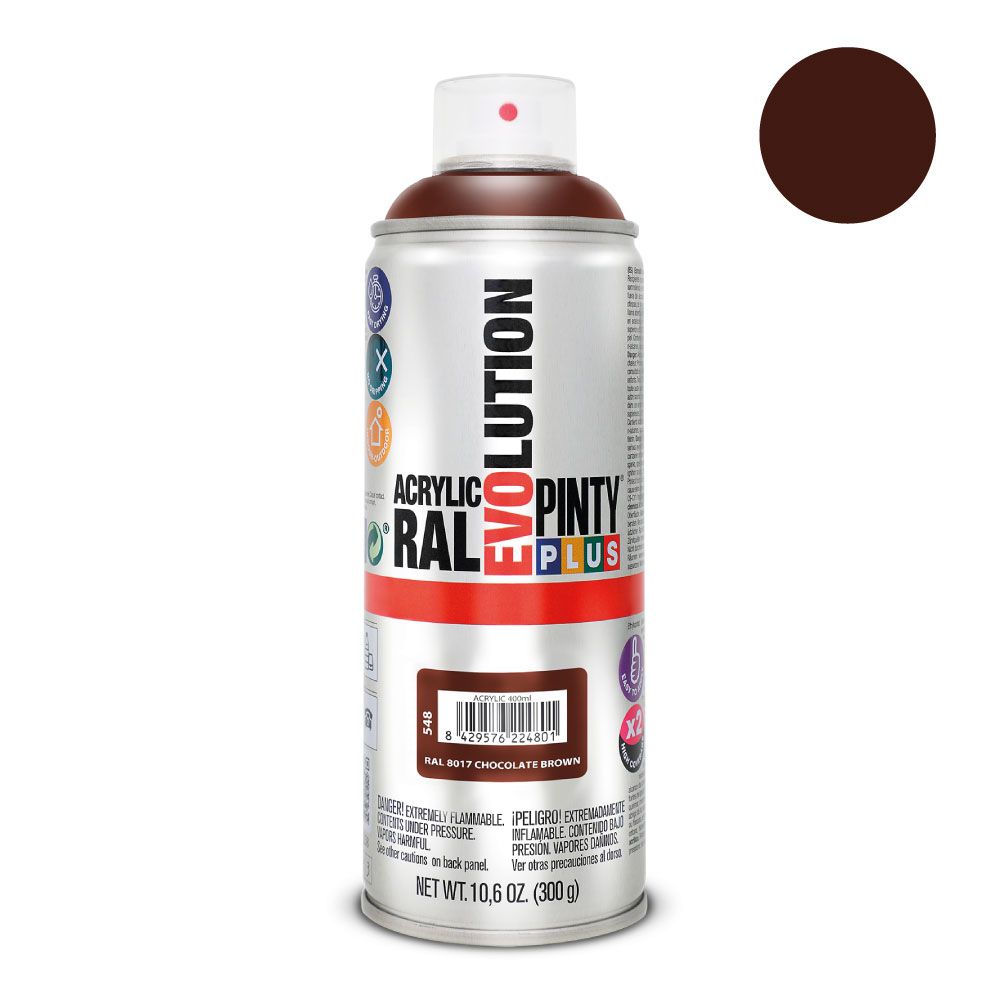 Pintura acrílica spray evolution 520 cc ral 8017 chocolate brown 300 g