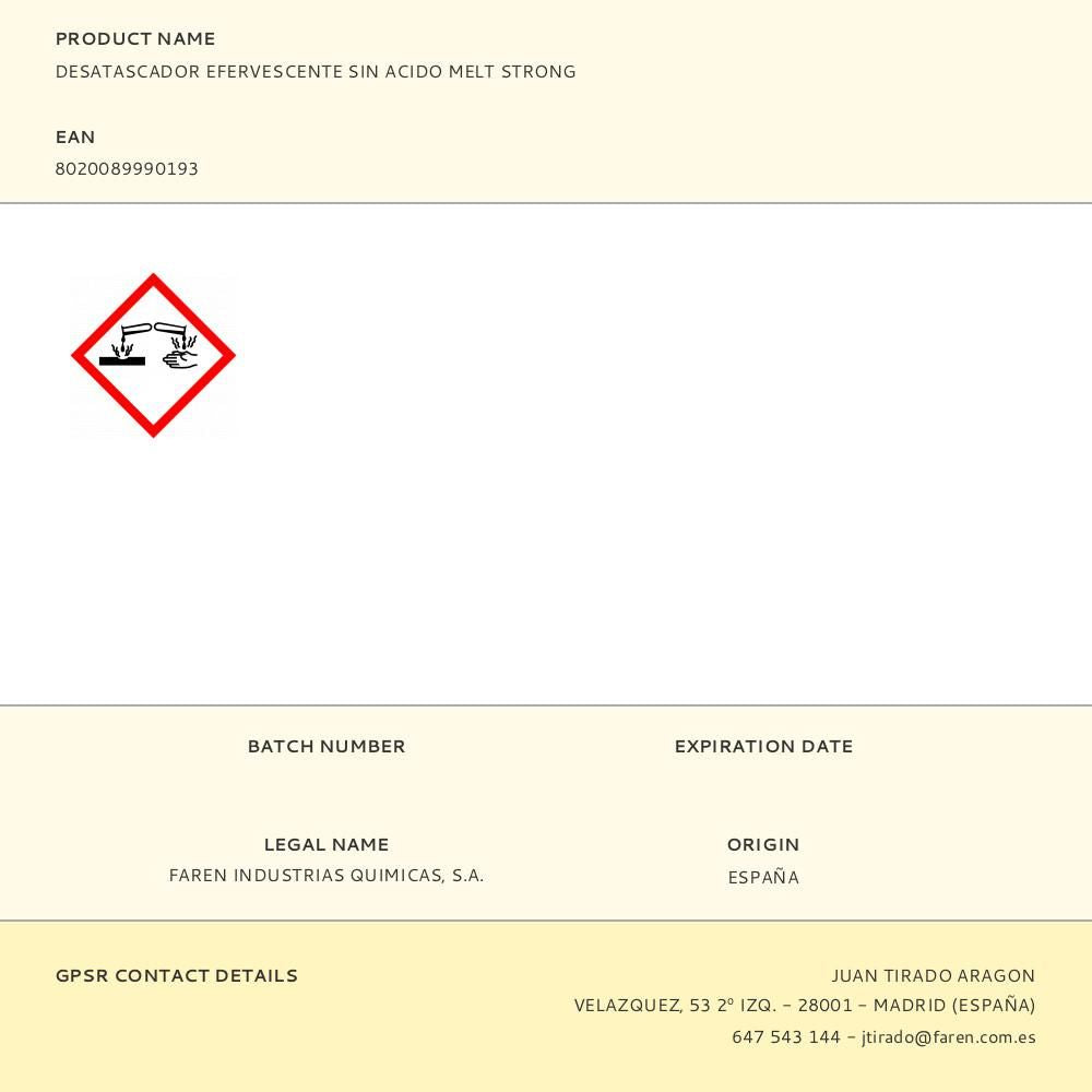 Desatascador efervescente sin acido melt strong
