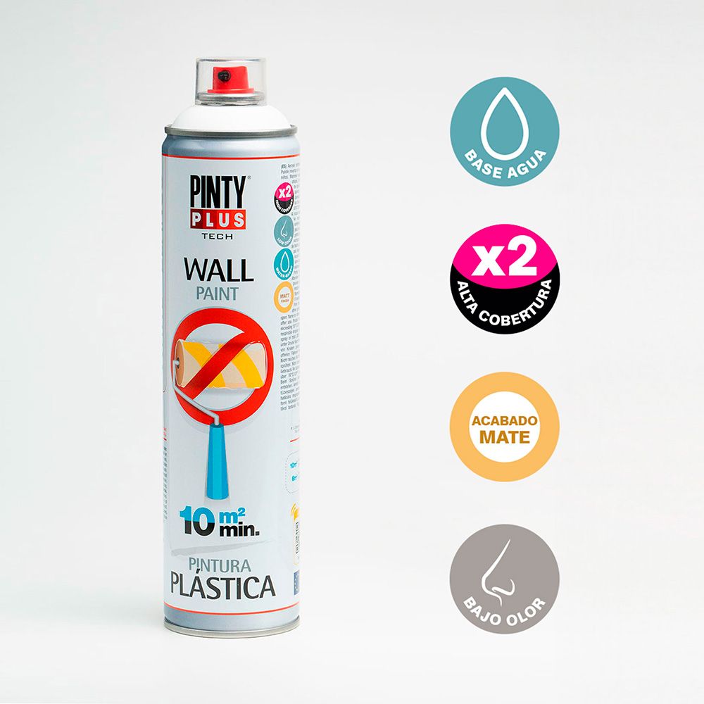 Pintura plástica spray interior ral 9016 blanca mate 600 ml