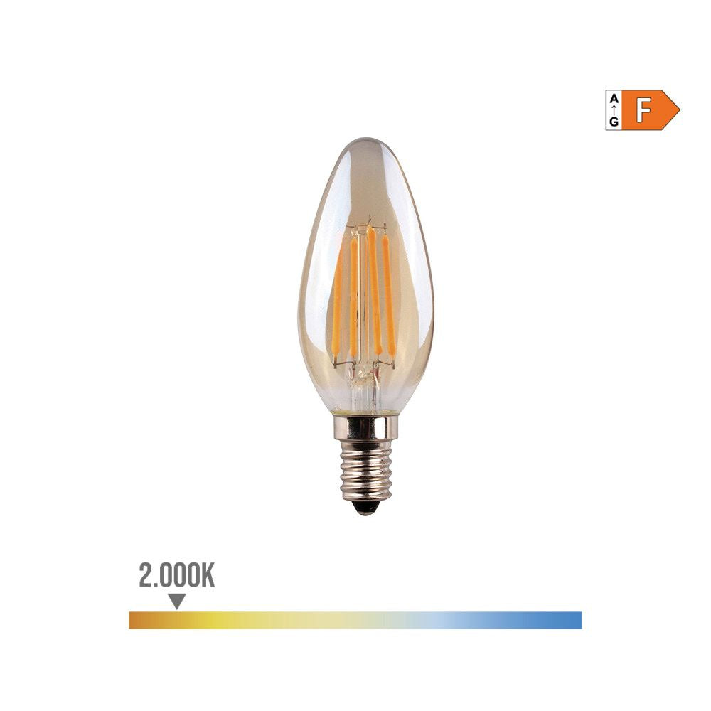 Bombilla de vela con filamento de led e14 cristal vintage e14 4,5 w 400 lm 2000 k luz calida ø3,5 x 9,8 cm