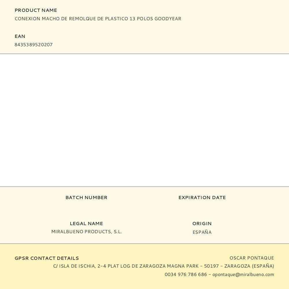 Conexion macho de remolque de plastico 13 polos goodyear