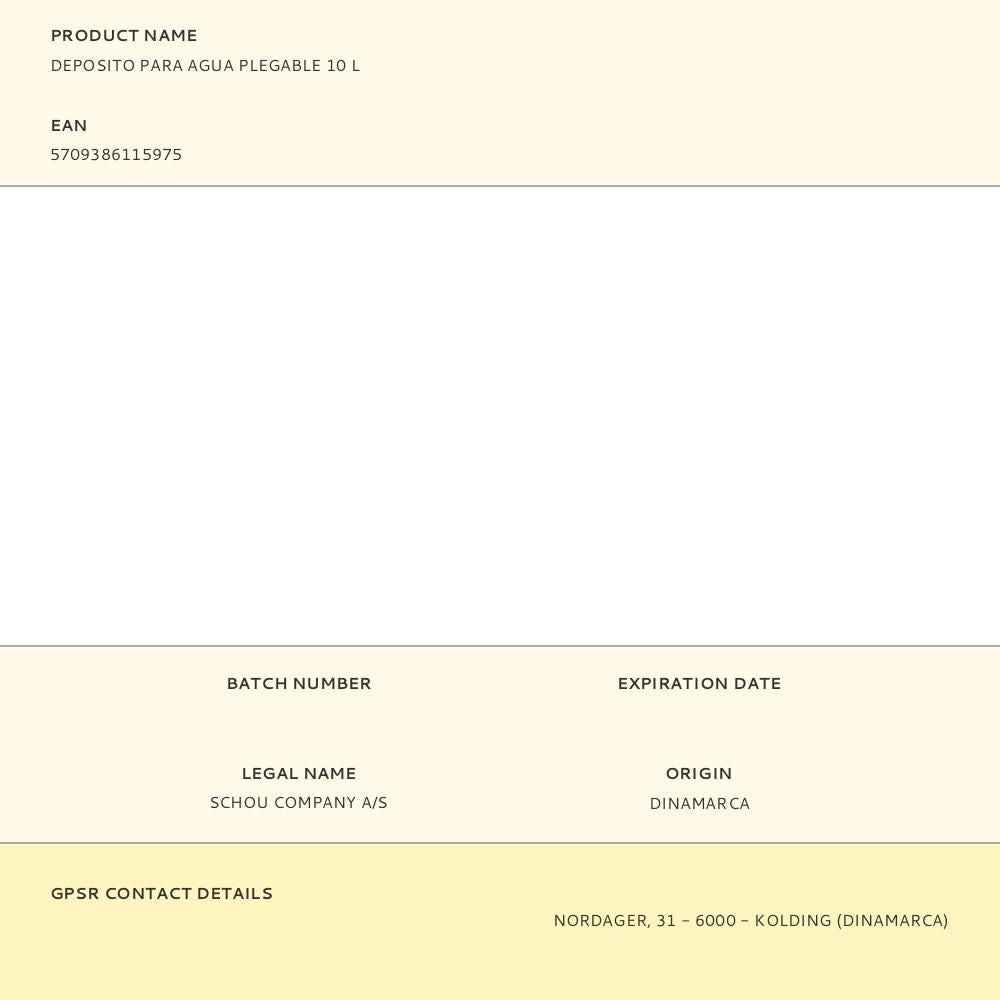 Deposito para agua plegable 10 l, 23 x 23 x 25 cm