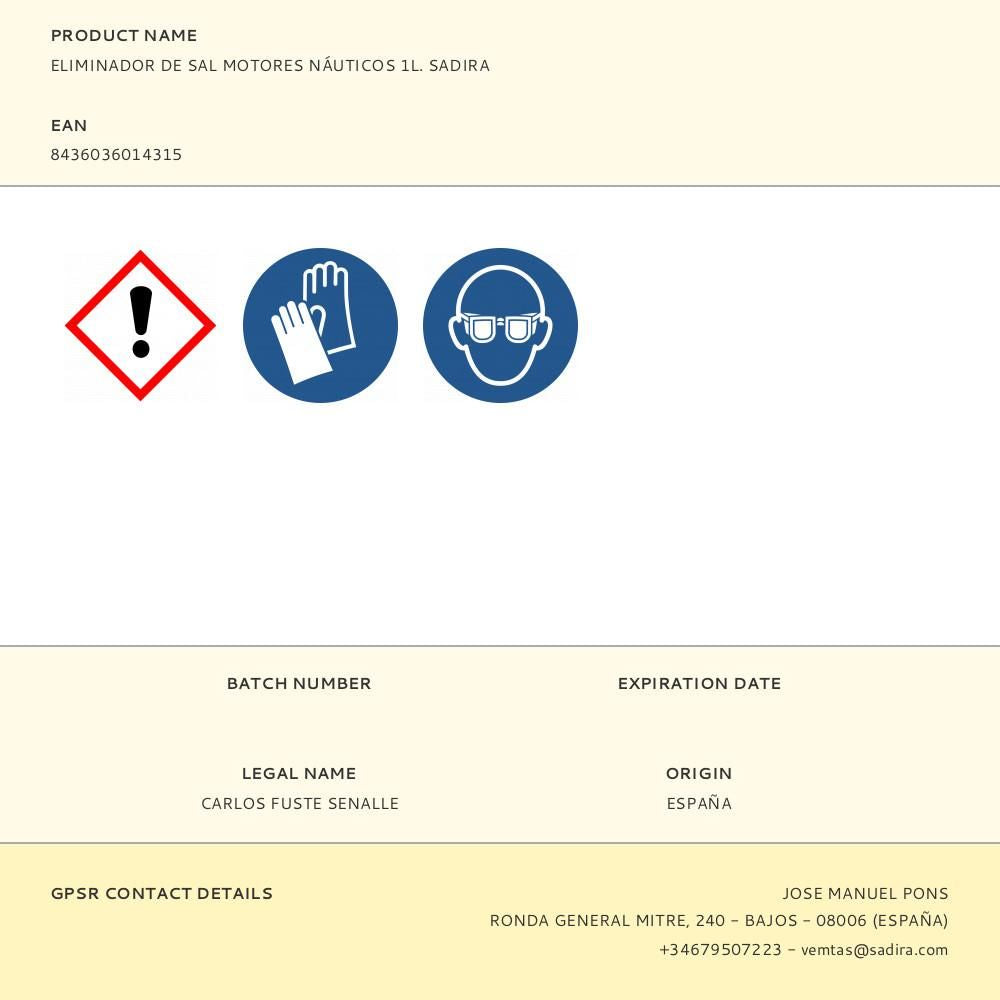 Eliminador de sal motores náuticos 1l. sadira