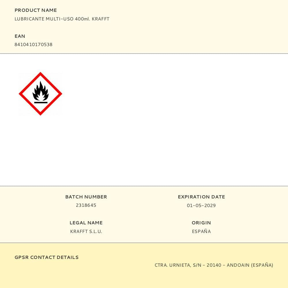 Lubricante multi-uso 400ml. krafft