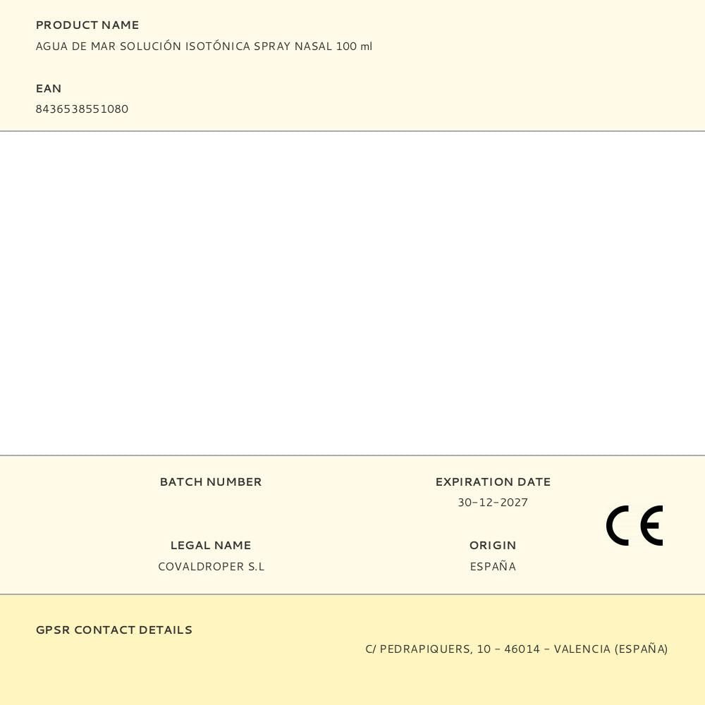 Agua de mar solución isotónica spray nasal 100 ml