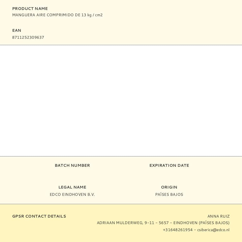 Manguera aire comprimido de 13 kg / cm2