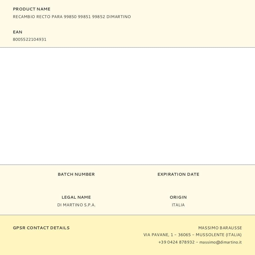 Recambio recto para 99850 99851 99852 dimartino