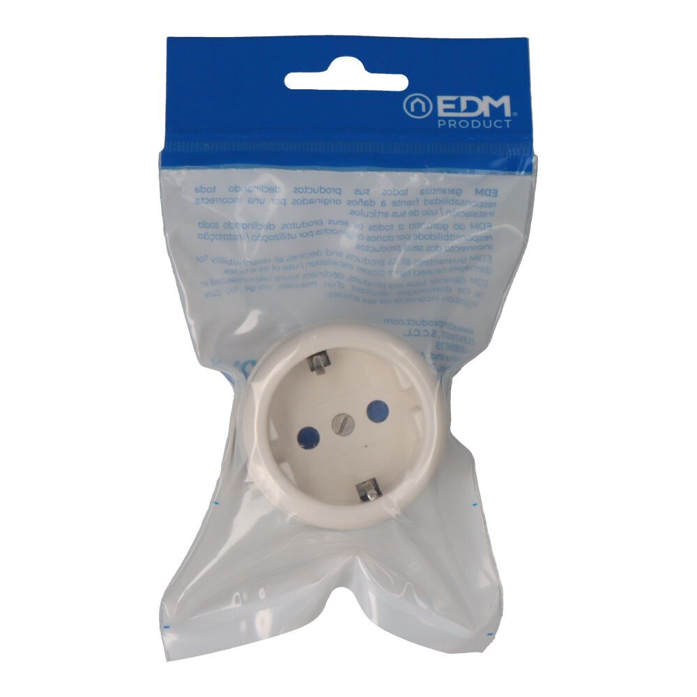 Base de superficie t/tl tipo f 10/16 a 250 v redonda blanca, envasada