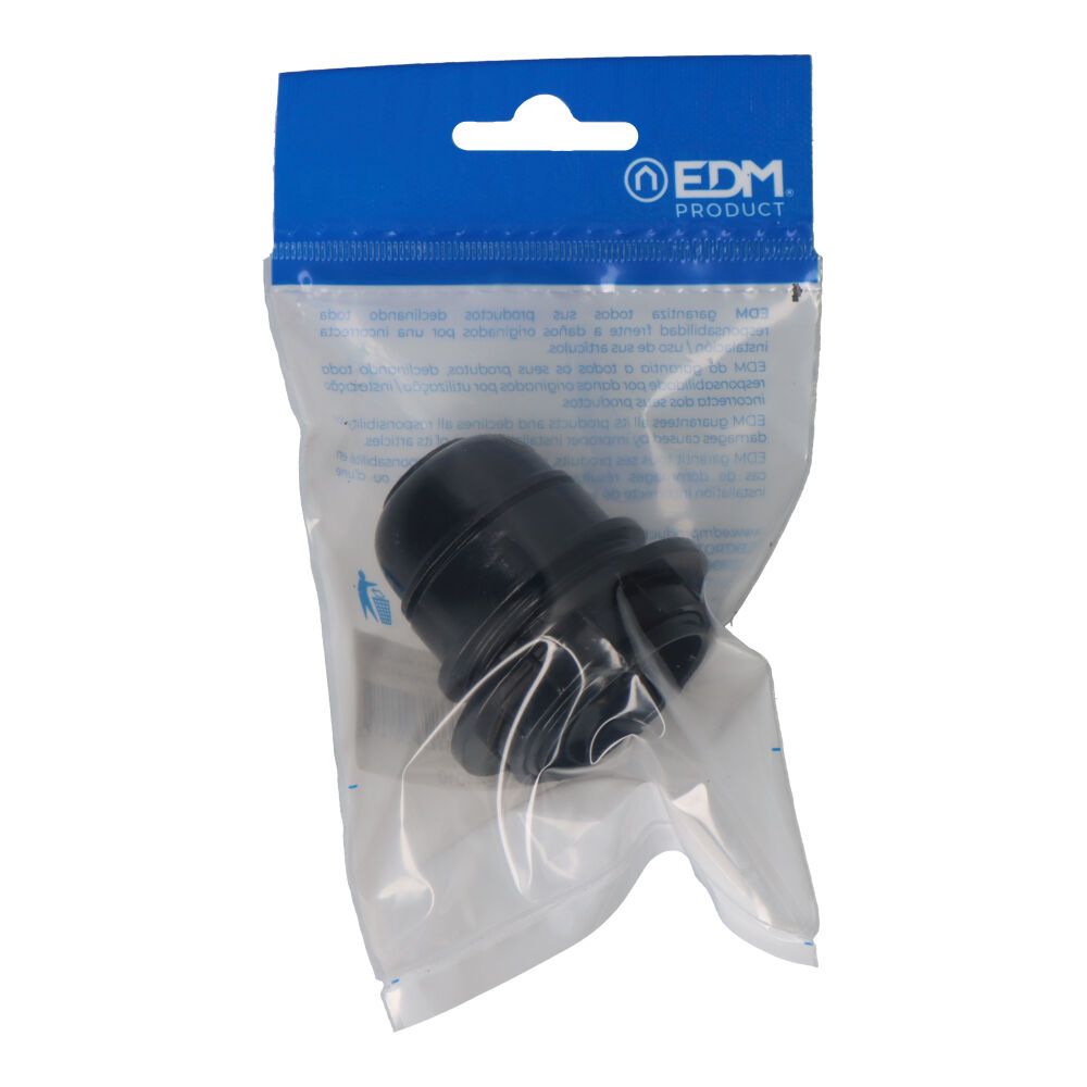 Portalámparas semiroscado + arandela e-27 negro (envasado)