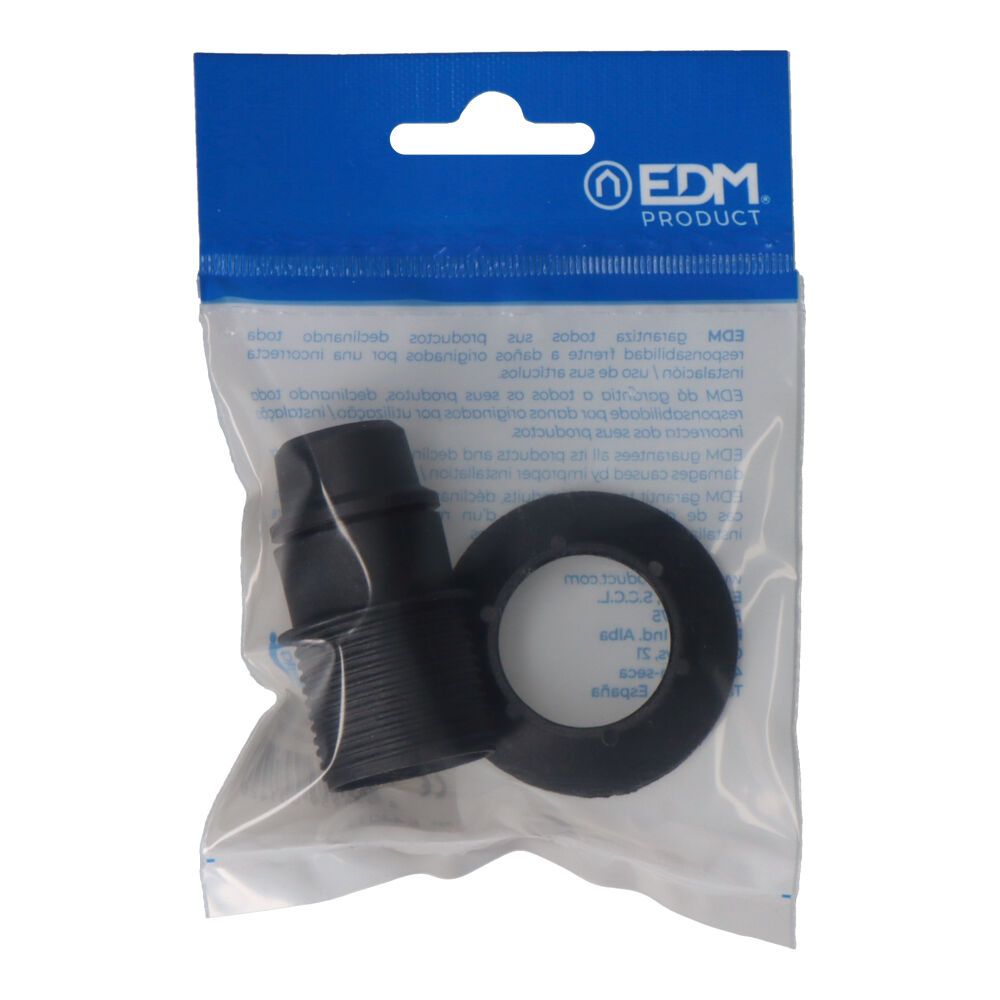 Portalámparas e14 semiroscado + arandela negro (envasado)