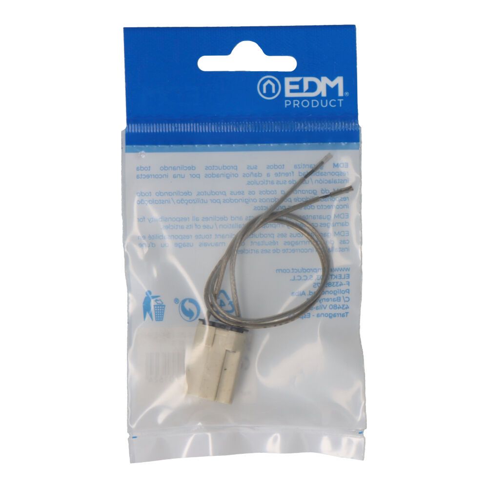 Portalámparas 250v base g-9 con cable beige (envasado)