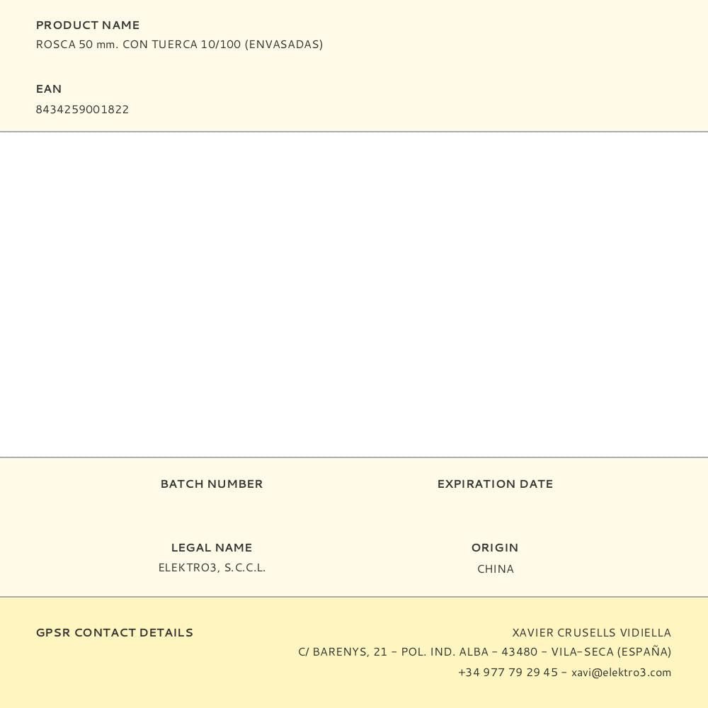 Rosca 50 mm. con tuerca 10/100 (envasadas)