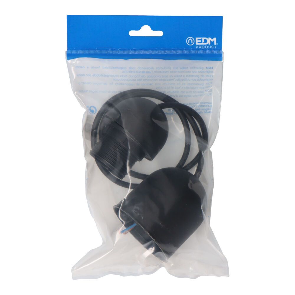 Conjunto colgante negro e27 longitud 80cm (envasado)