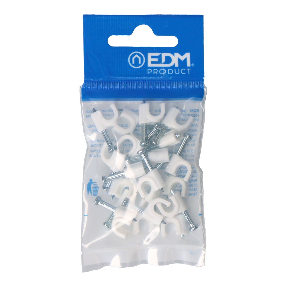 Grapa para cable manguera tubular 2 x 1,0 mm n°06, blanca, blister 20 uds