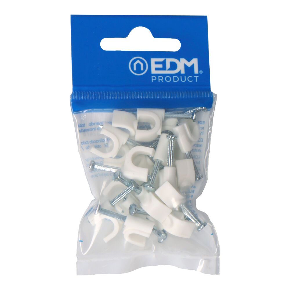 Grapa para cable manguera tubular 2 x 1,5 mm n°07, blanca, blister 20 uds