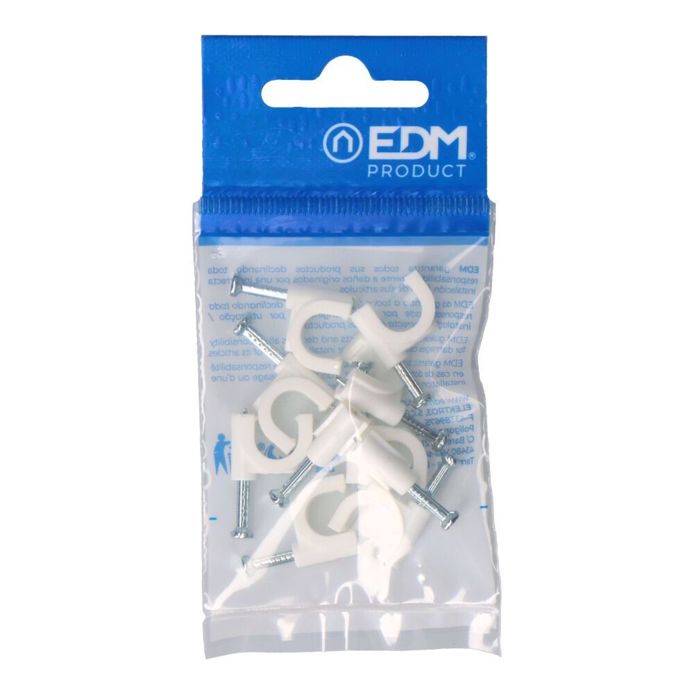 Grapa para cable manguera tubular 2 x 4,0 mm n°09, blanca, blister 10 uds