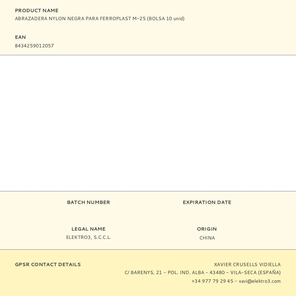 Abrazadera nylon negra para ferroplast m-25 (bolsa 10 unid)