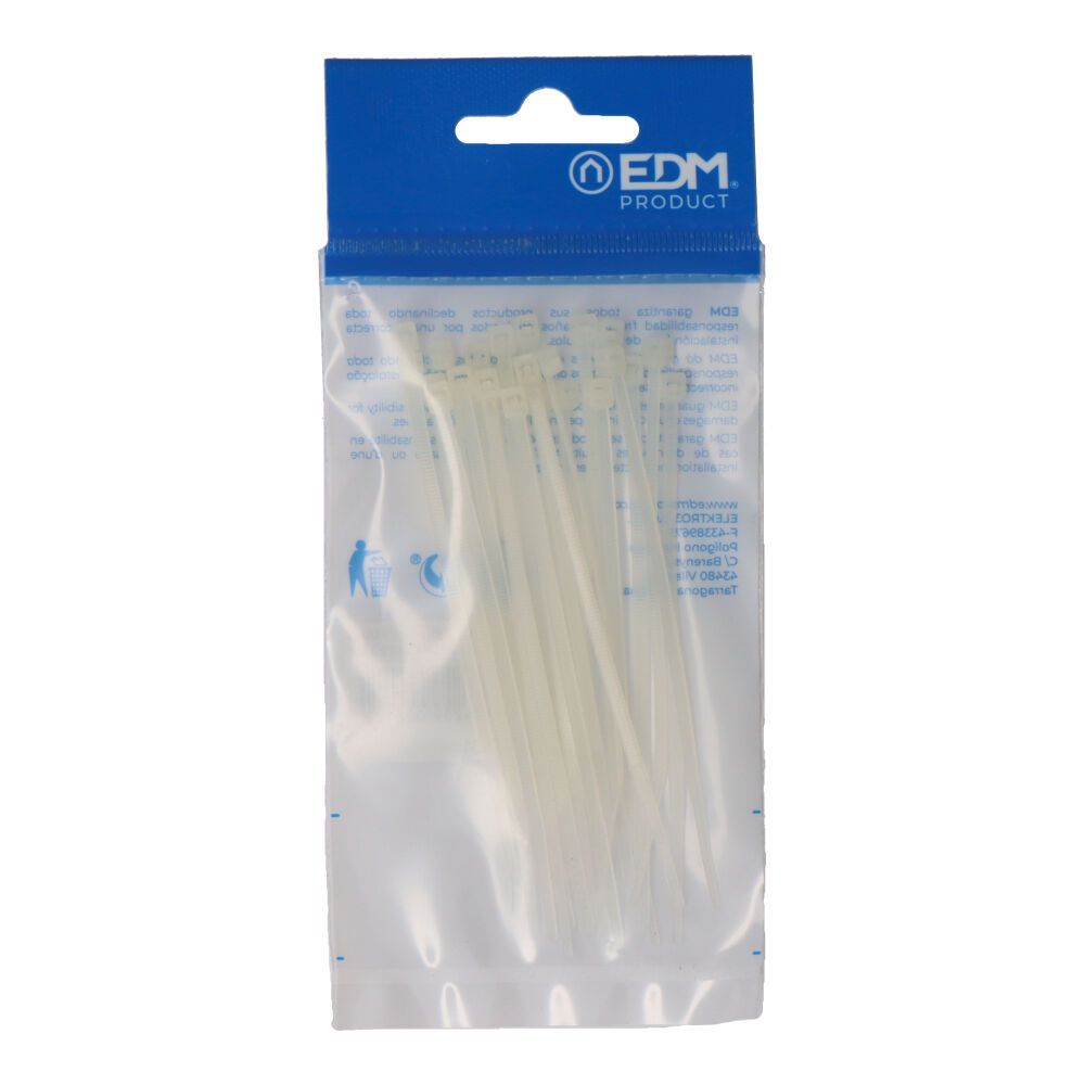 Bridas, nylon, alta calidad, natural, 100 x 2,5 mm, blister, 25 uds