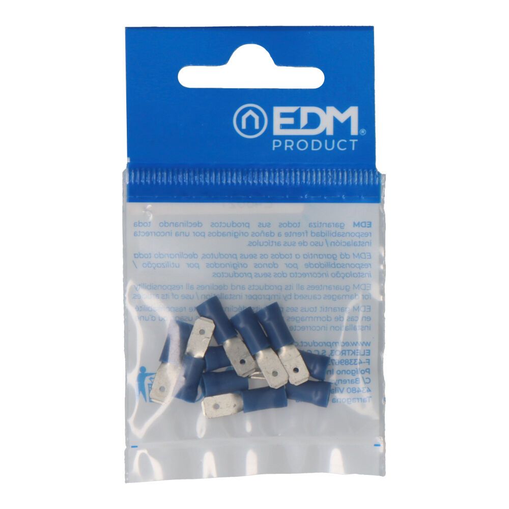 Terminal faston preaislado macho 4,8 mm, blister 10 uds