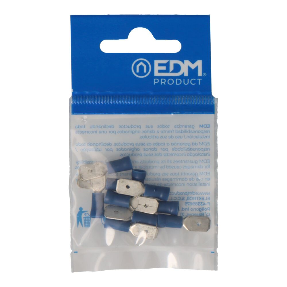 Terminal faston preaislado macho 6,3 mm, blister 10 uds