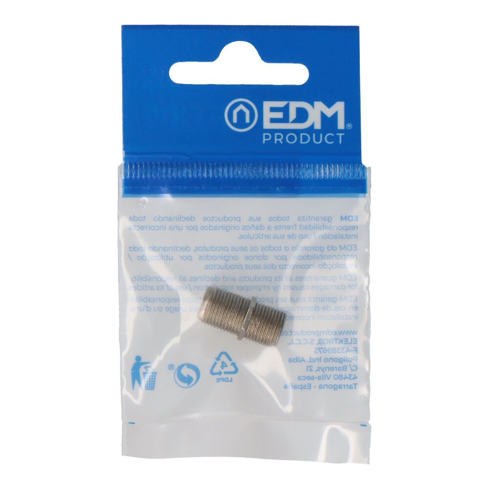 Conector empalmador "f" macho-macho parabolica envasado edm