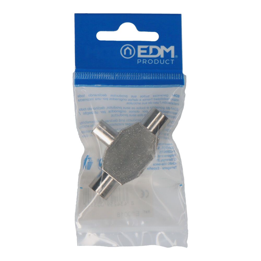 Derivador tv 1 clavija+2 bases metalico extra envasado edm