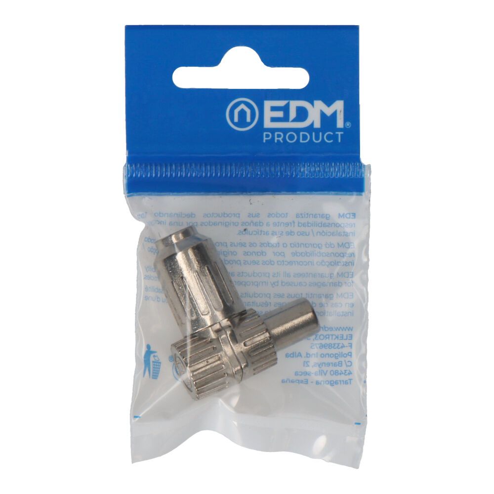 Clavija tv acodada metalica 9,5mm edm envasada