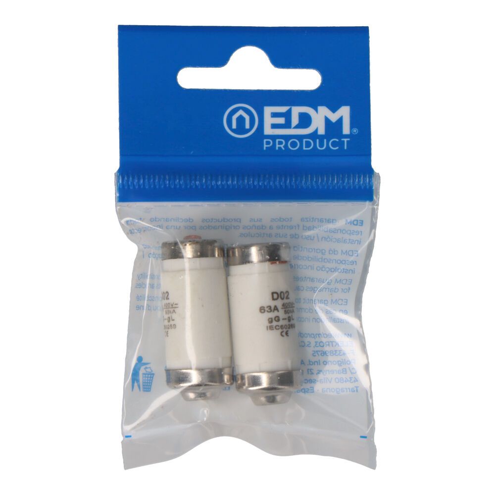 Fusible neozed d02 63 a, envasado 2 uds