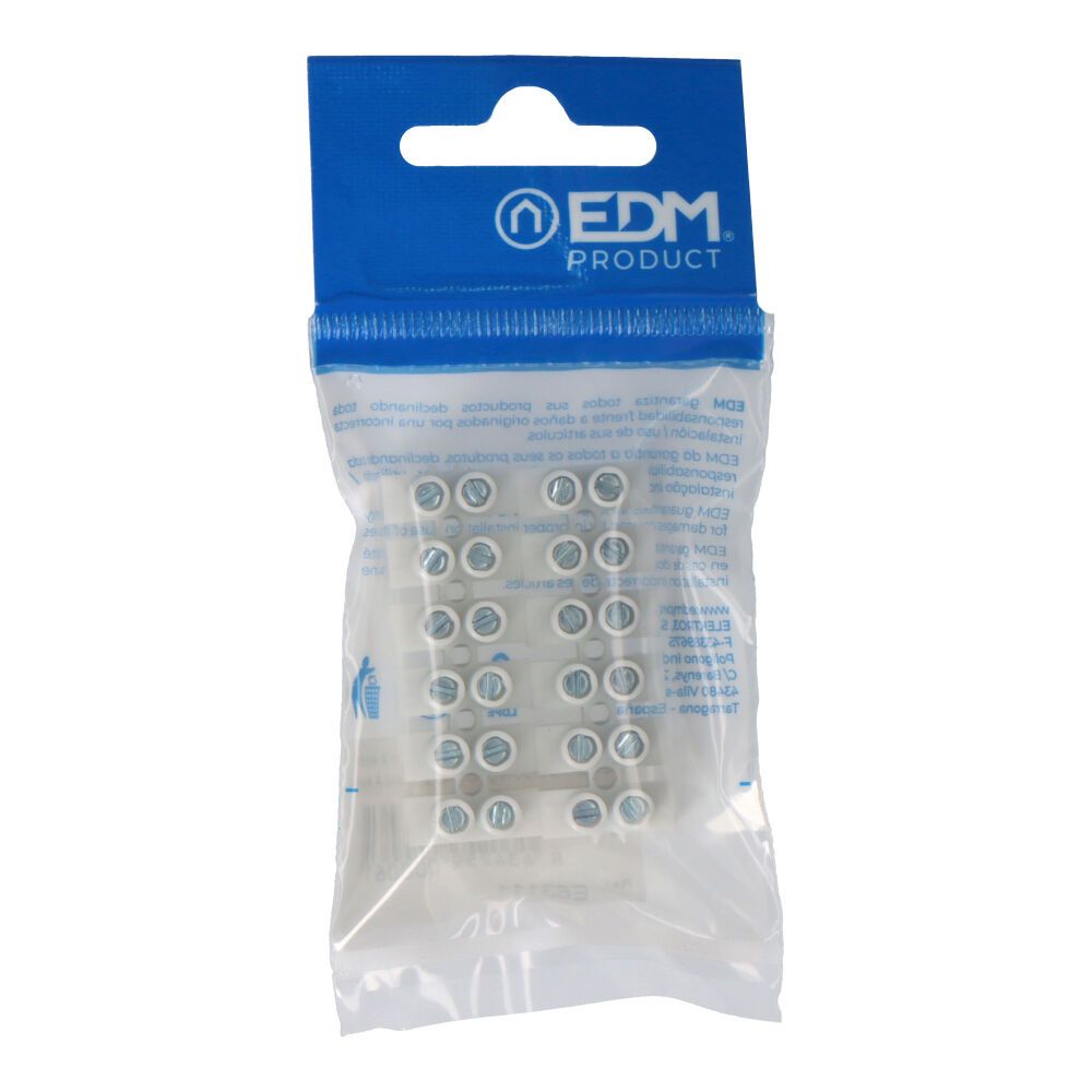 Regleta de conexion de 2.5 mm a 4 mm , 12 conectores, homologada, blanca (envasada)