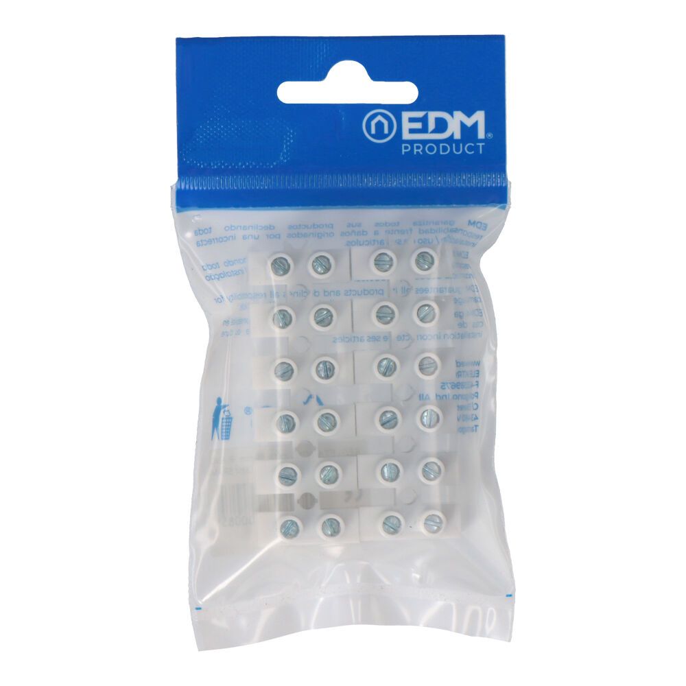 Regleta de conexion de 10 mm , 12 conectores, homologada, blanca (envasada)
