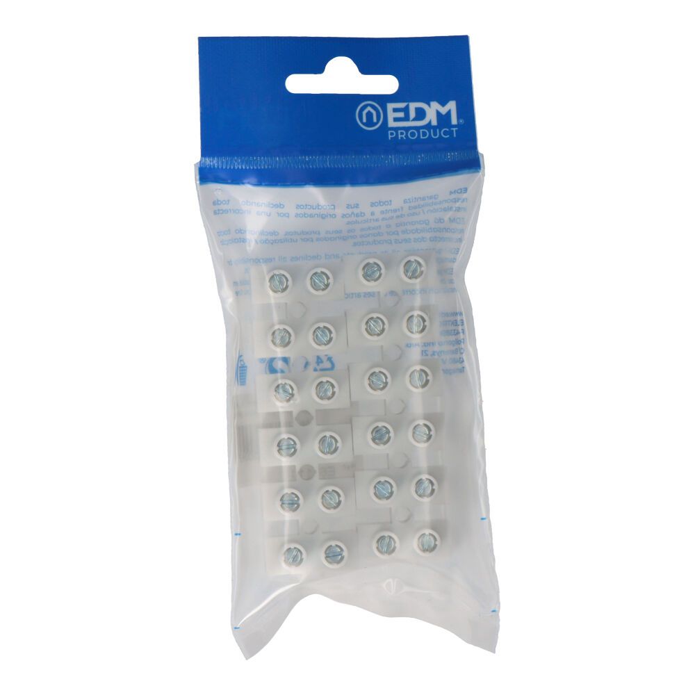 Regleta de conexion de 16 mm , 12 conectores, homologada, blanca (envasada)