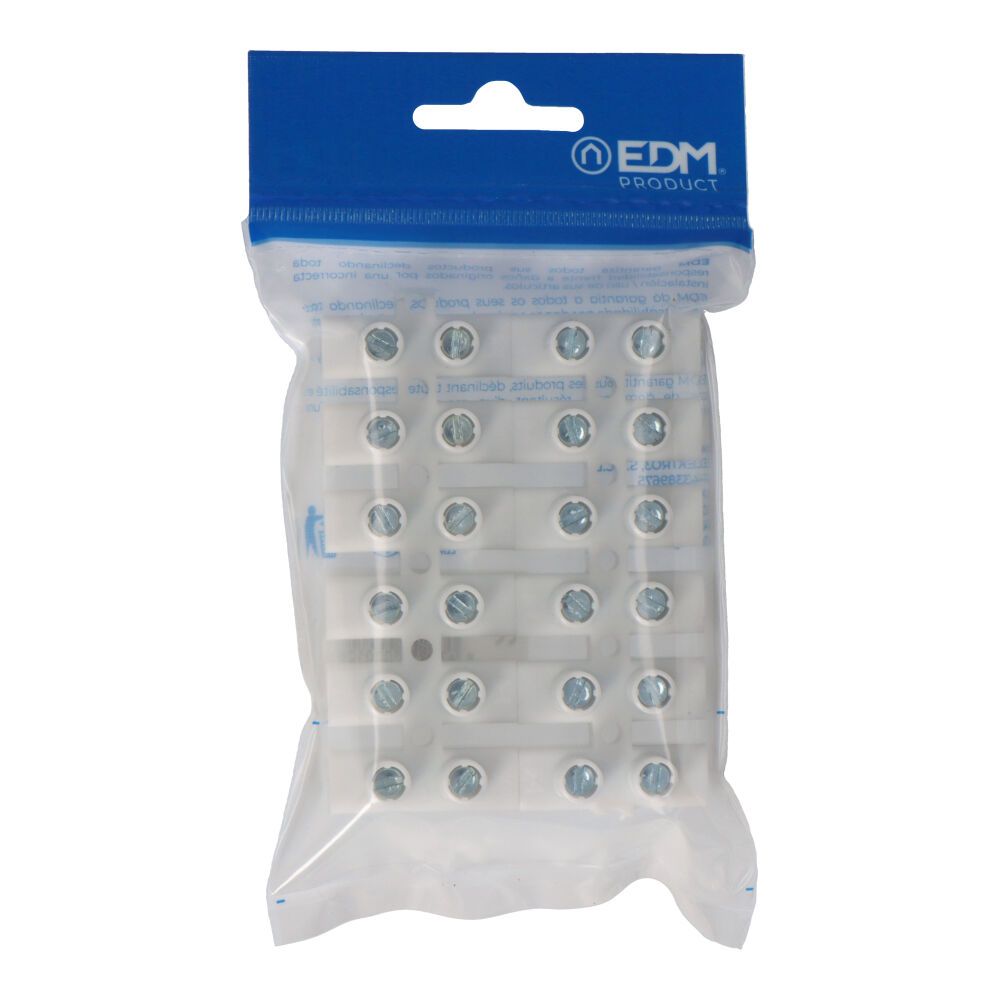 Regleta de conexion de 25 mm , 12 conectores, homologada, blanca (envasada)