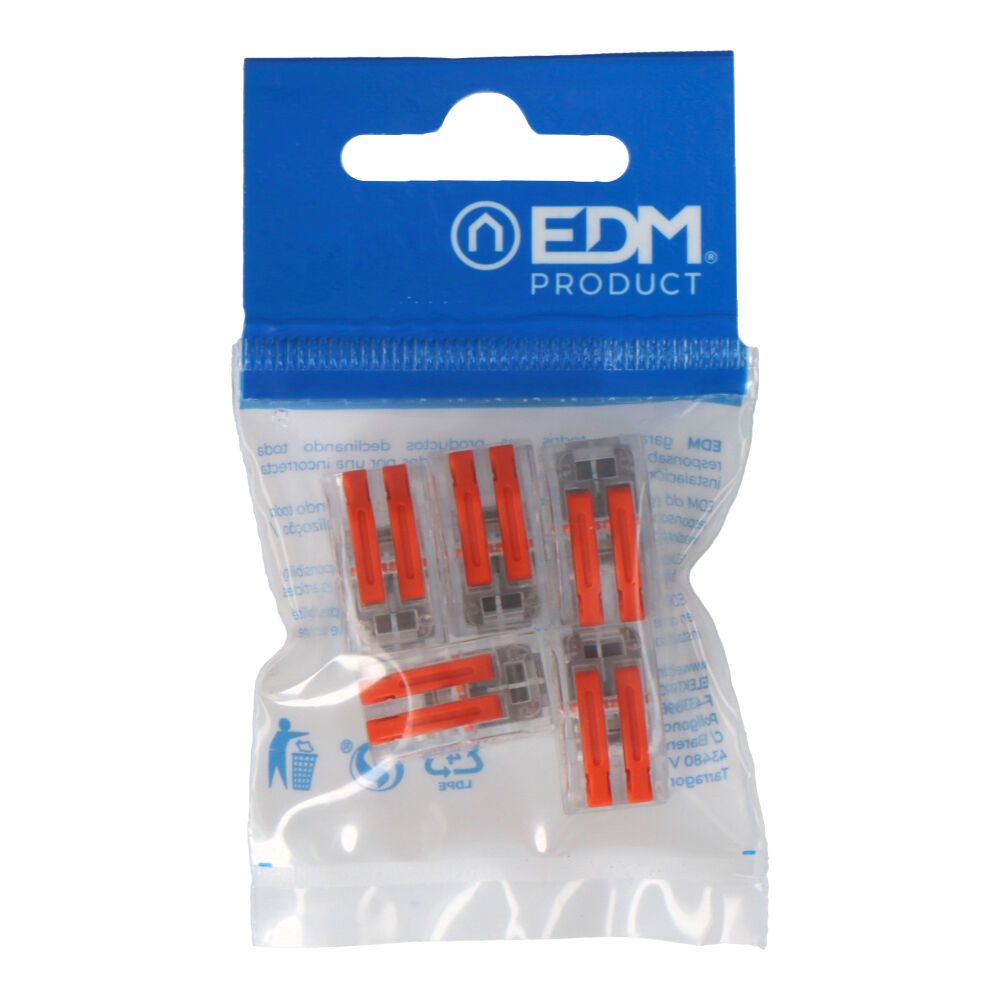 Conector empalme 2 tomas de 0,75a 2,5mm , 5 uds