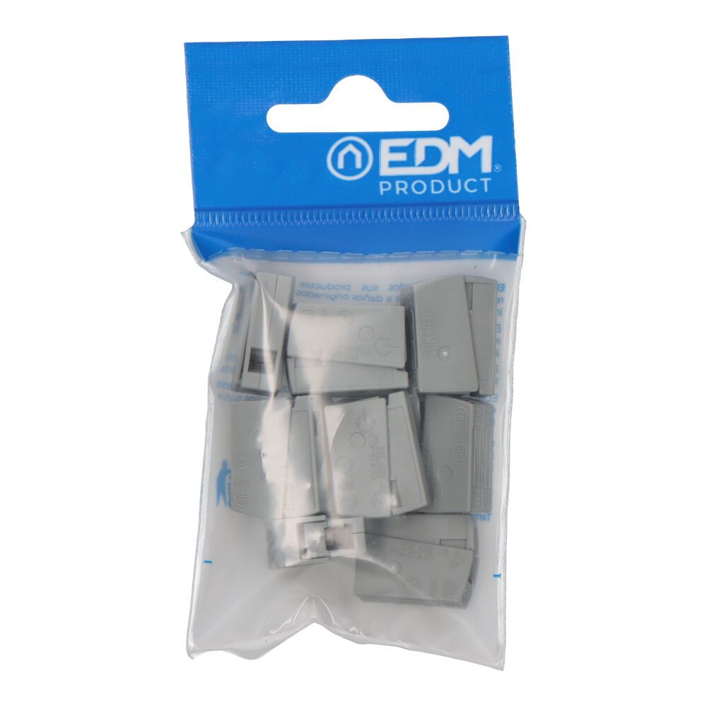 Conector rápido en linea presilla 2 vias, 1 rígido + 1 rígido, semirígido o flexible - ø máximo 2,5 mm², gris, 10 uds