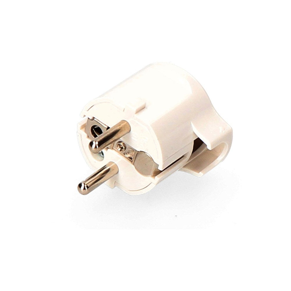 Clavija 2p+t, 16a 250v~, salida 90°, blanca (retractilada)