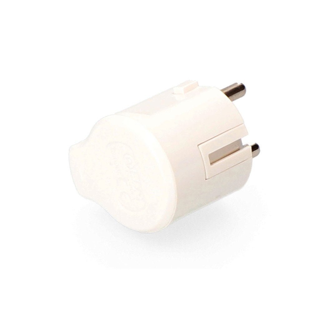Clavija 2p+t, 16a 250v~, salida 90°, blanca (retractilada)