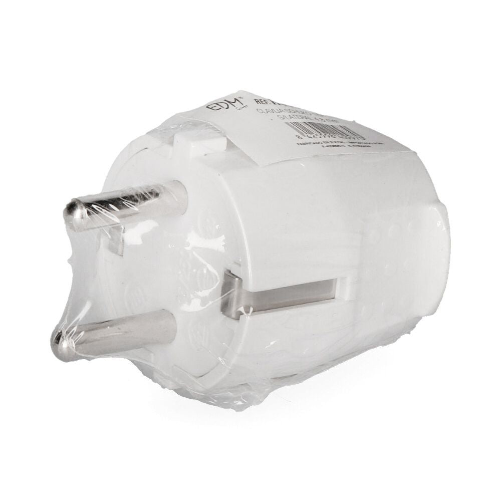 Clavija tipo f 10/16a t/tl 4,8mm (retractilada) blanca edm