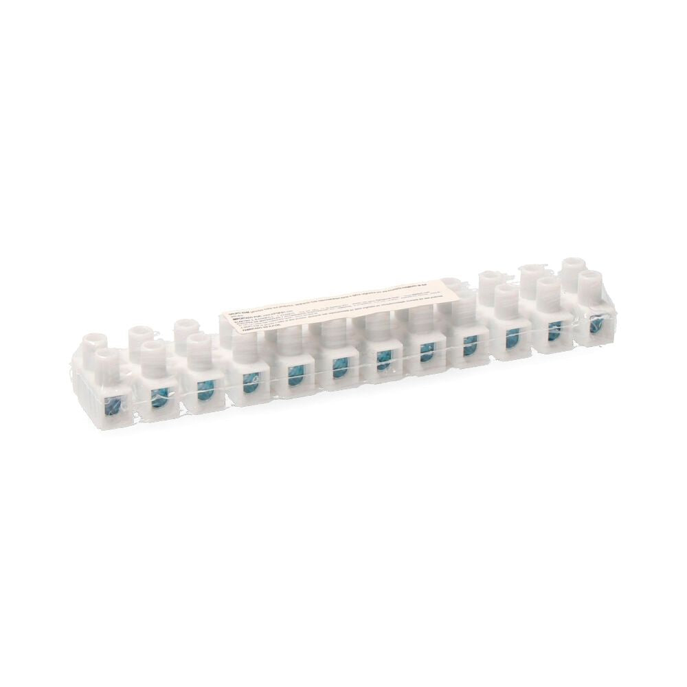 Regleta de conexion de 10 mm , 12 conectores, homologada, blanca (retractilada)