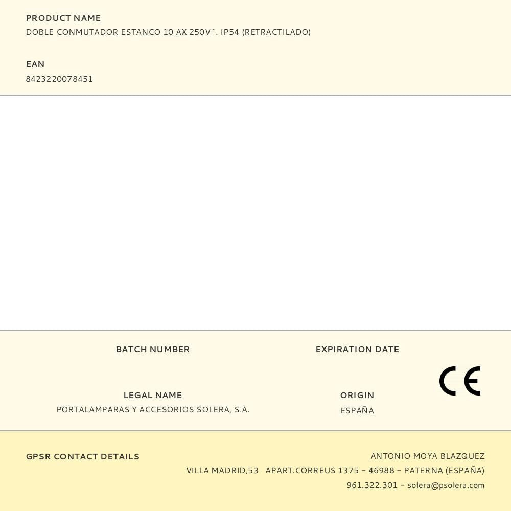 Doble conmutador estanco, 10 ax 250 v~. ip54